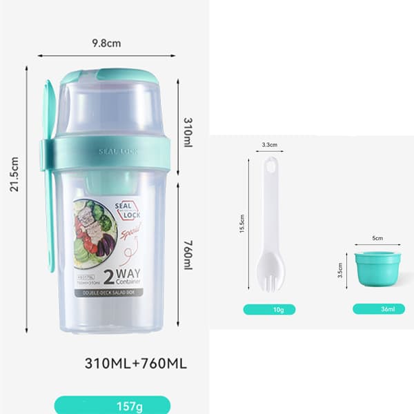 Practical yogurt mug to carry (with spoon) 310ML+760ML (blue)