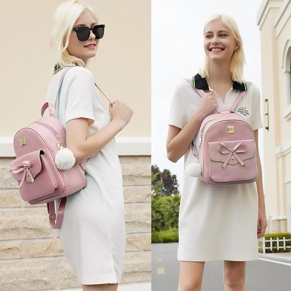 Mini Backpack Set for Women - Three-piece set, compact PU leather, stylish backpack, cute and casual everyday backpack for travel