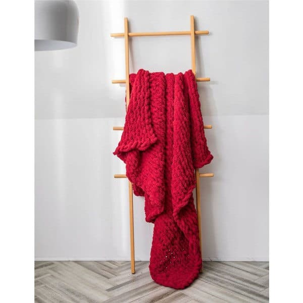 Chunky Knitted Chenille Yarn for Hand Crocheting Blankets Super Soft Large Jumbo Yarn - Red Red Red
