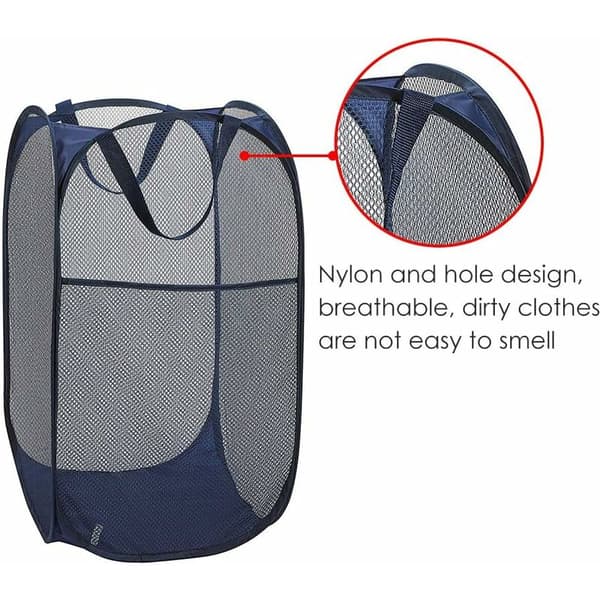 Tvättkorg [2-pack] Hopfällbar Pop Up Mesh Tvättkorg La