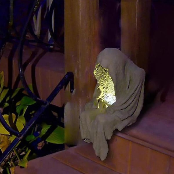 Witch Ghoul statuer gårdslampe siddende harpiks ornamenter led have- B