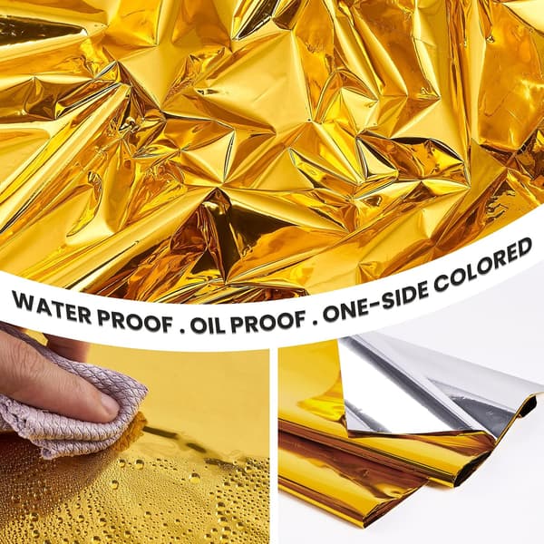 Gold Foil Tablecloth, 2-pack 137 x 274 cm Rectangular Party Tablecloth, Foil Tablecloth for Tables from 1.8 to 2.4 meters, Metallic Tablecloth, Waterproof