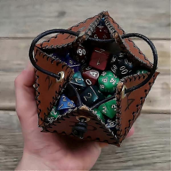D20 terningpose i PU-skinn for Dungeons & Dragons - Bærbar snørepose