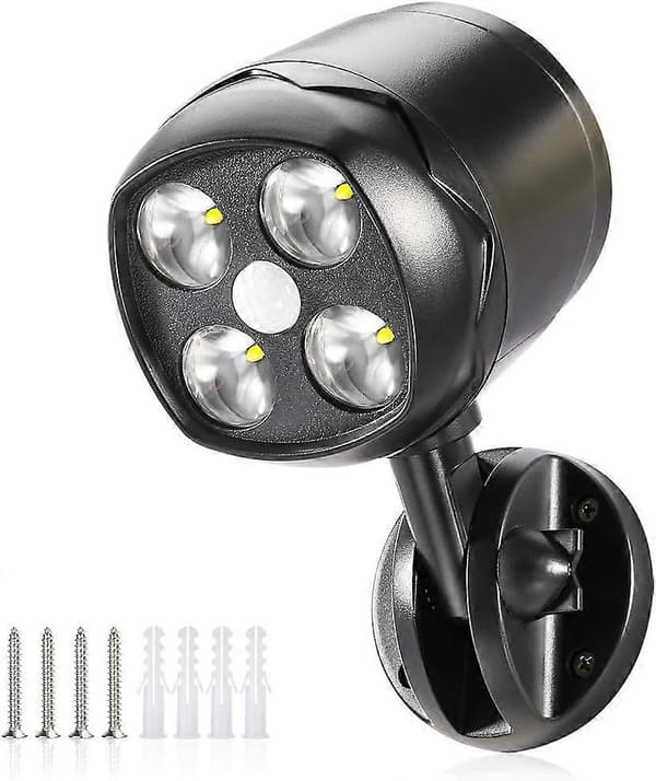 Outdoor Light with Motion Sensor, IP65 Waterproof LED Floodlight Battery Powered 600lm, Motion Sensor with Flexible Battery