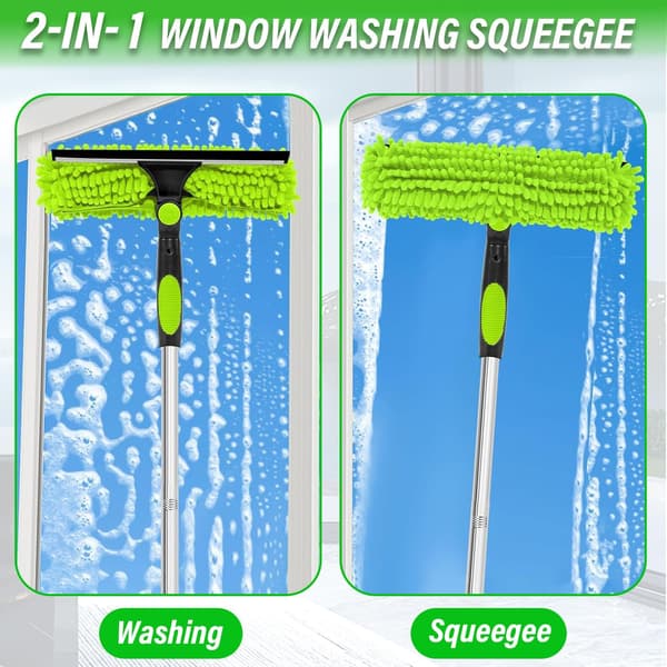4.5m Window Cleaning Tool, 3-in-1 Set with Extension Pole, Microfiber Brush, and Squeegee for High Windows and Cars