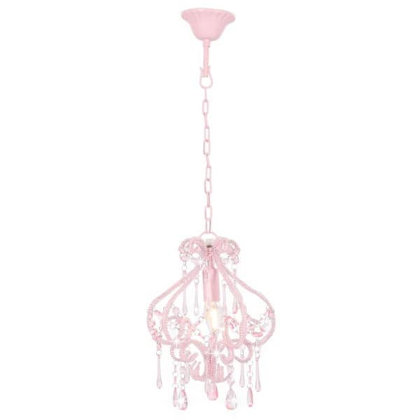 vidaXL Loftlampe med perler sølv rund E14 Rosa pink