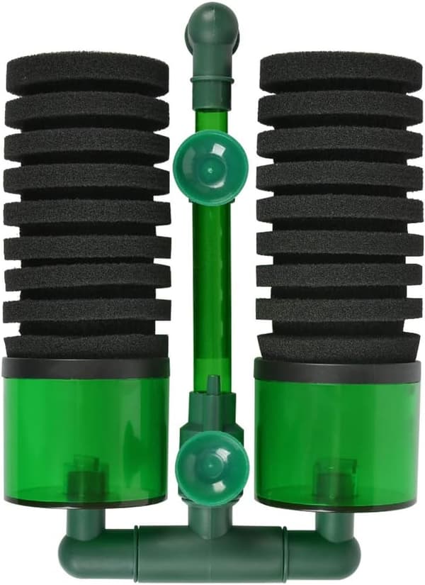 Akvariefilter indeholder 2 svampe, 1 filterholder i svampen