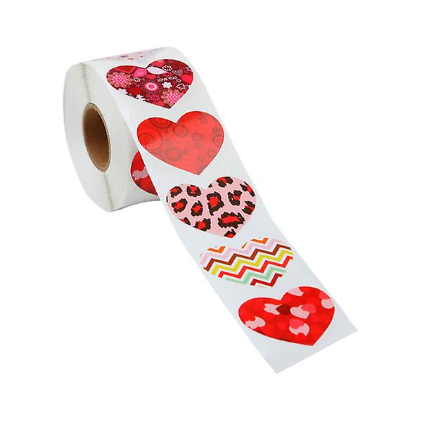 1 Roll/500pcs Heart Shaped Self-adhesive Label Stickers Valentine's Day Stickers2.5x2.5cm