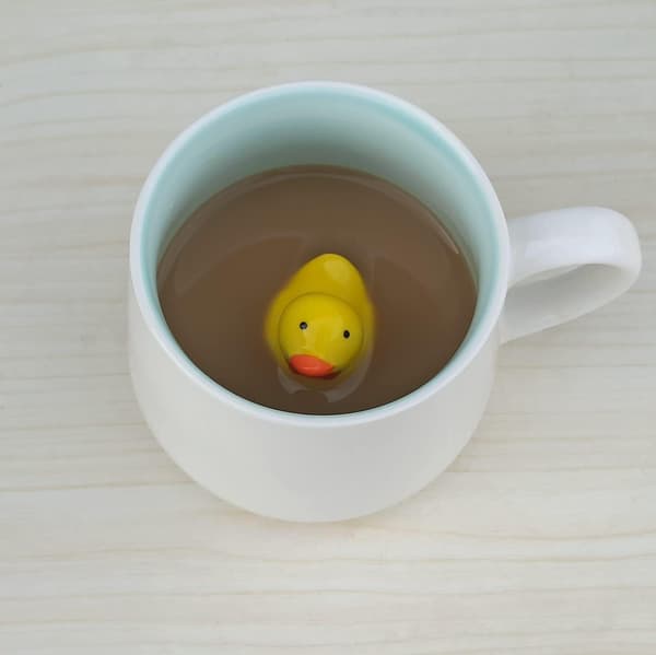 3D Lille Gul And Inde I Kaffekrus 400ml Sjov Håndlavet