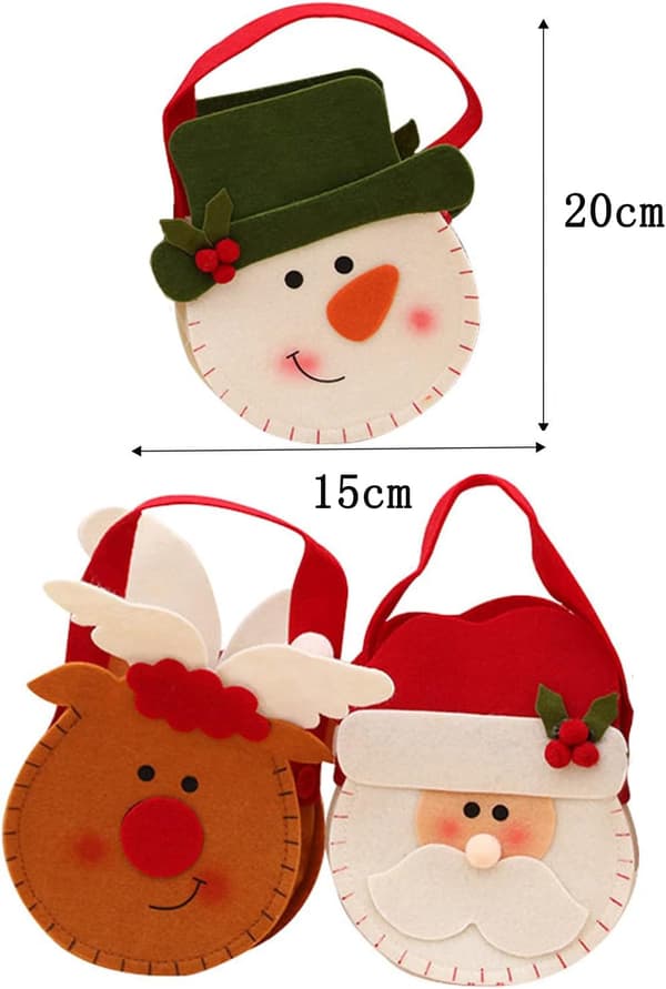 3 st (20x15cm) Julgodispåse Snögubbe Jultomte Älg Dockan Nej