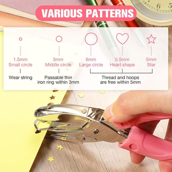 5 stk. liten hullmaskin for DIY-håndverksmerker, 3 former