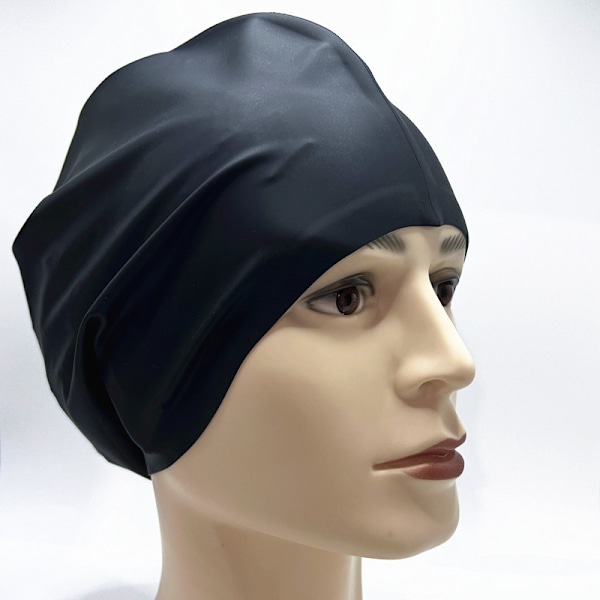 Sort Ekstra Stor Badehat til dreadlocks og fletninger Brug som Unisex badehat Også til afros langt tykt hår