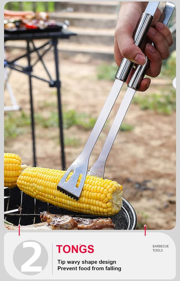 BBQ Grill BBQ Tilbehør 3 STK, Grillværktøj i Rustfrit Stål Grilltilbehør Grillsæt Grilltilbehør til Udendørs Brug