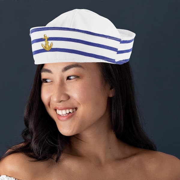 Cosplay Captain Hat för vuxna 6 st vit polyester sjömanshatt kostym