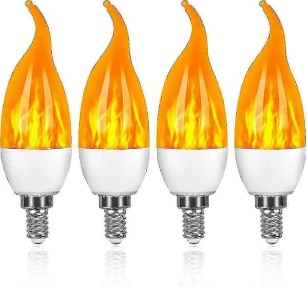 4-pack 3w E14 LED Flame Effect Bulb with 3 Lighting Modes Decorative Lamp [DB]