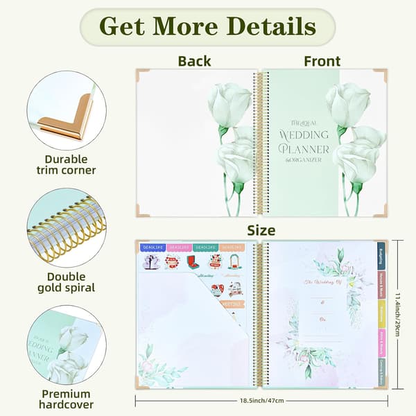 Wedding Book and Planner for Newly Engaged Couples 176 Pages Wedding Organizer Notebook with Stickers, Checklists, and Calendars