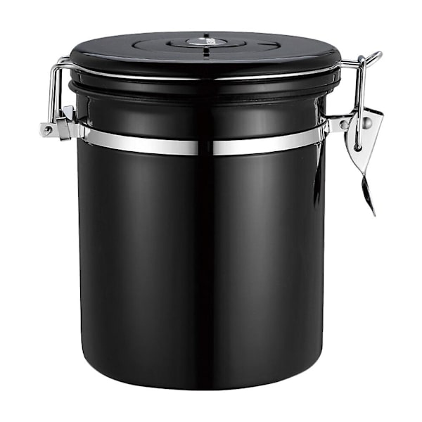 Kahvipapujen Säilytyssäiliö Ruostumattomasta Teräksestä Tiivistysastia Lukko Teekannun Kotitalouden Teetä Säilytysastia (kulta 1500ml)Musta 15.6*11.8cm Black 15.6*11.8cm