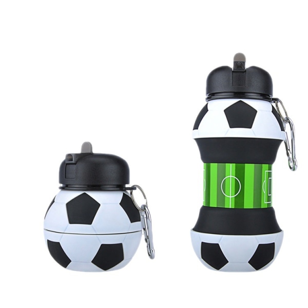 Silikone Foldbar rejsevandkop Udendørssportsvandflaske Bærbar faldsikker og lækagesikker børnevandflaske, fodboldflaske med én