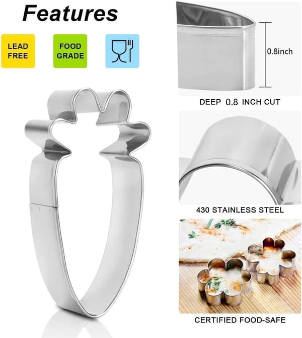 wxsp Easter Cookie Cutters, 5 Pieces, Stainless Steel, for Baking, Egg, Rabbit, Chick, Flower,
