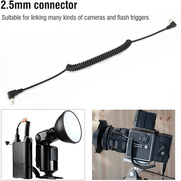 2,5 mm uros salamavalon PC-synkronointikaapeli ruuvilukolla, 100 cm pitkä kierrekaapeli kameroille ja salamalaukaisimille