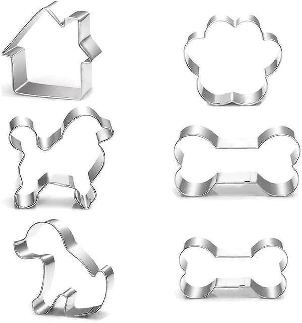 Hundeformede bageforme, hundekiksform, poteaftryk kiksform (hvalpesæt med 6)