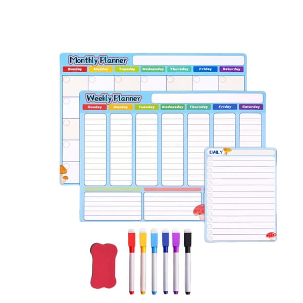 Magnetic Refrigerator Calendar - Planning Set: Reusable Whiteboard for Home & Office