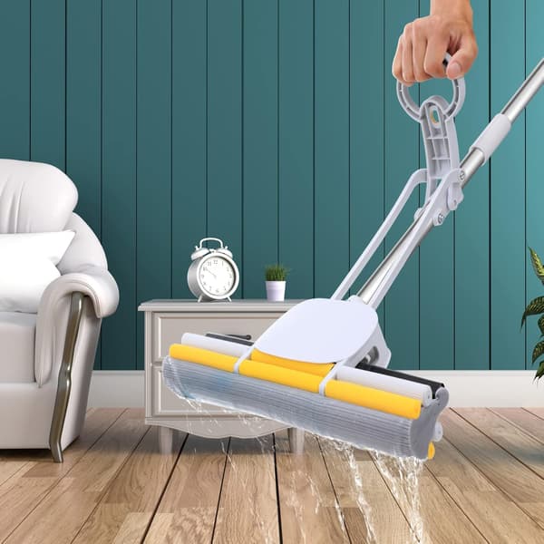 PVA Sponge Mop for Floor Cleaning, Self-Wringing Mop for Kitchen and Bathroom Tiles