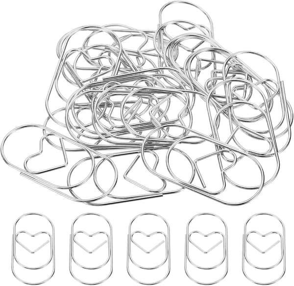 Paper Clip Heart-Shaped Cute Decorative 2\" Silver Tone 20Pcs 2 Inch size_name 39.3mm