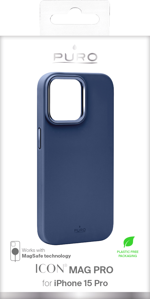 iPhone 15 Pro silikondeksel ICON MAG PRO, mørkeblå Blå