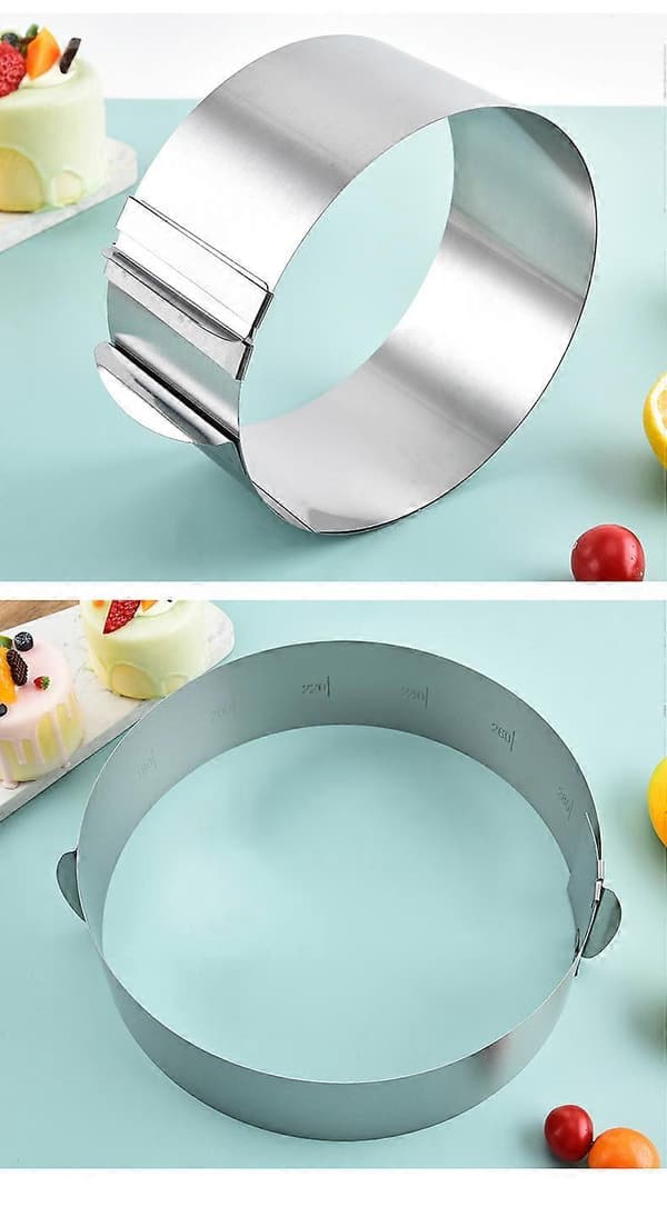 Justerbar kakring hög 20 cm - Justerbar bakform i rostfritt stål - Hög bakform kompatibel med Ea