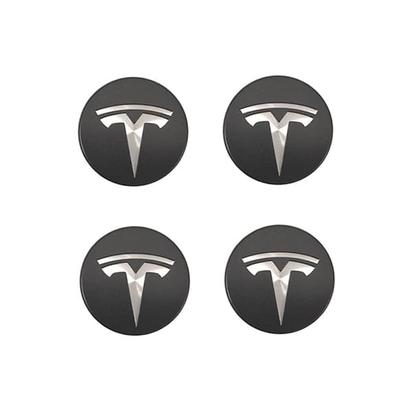 Passer til Tesla Tesla Model 3 Navkapsel Logo - Mørkegrå Sølv Logo (Firepak)