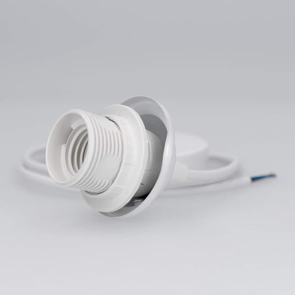 2x Electrical Cable for Lamp - Cable with White E27 Socket and Fixing