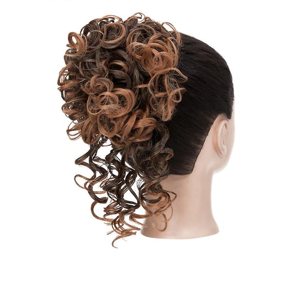 Curly Drawstring Bun, Ponytail Extension [DB] brown & blond 8inch 8inch brown & blond