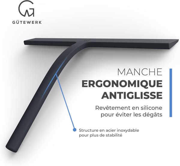 Bruseskraber med sugekopholder - 28 cm sort - Vindueskraber