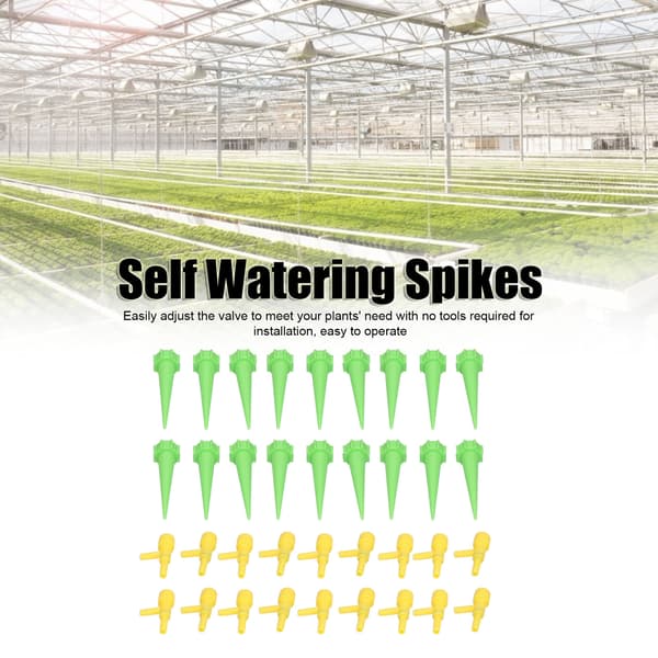 18 Pcs Self-Watering Spikes Automatic Plant Watering Devices with Control Valve Switch Green