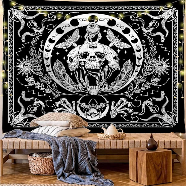 Skalle-Väggbonad Svart och Vit Väggbonader Orm Väggbonad Mal Väggbonad Psykedelisk Skelett Väggbonad Mandala Månfas Väggbonad Väggdekoration