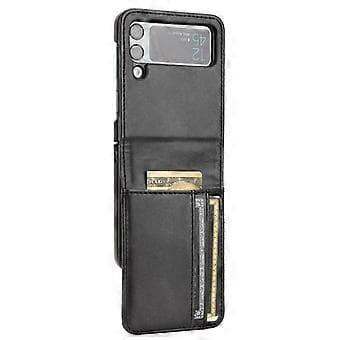 För Samsung Galaxy Z Flip3 5G PU Läderfodral Vikbart Telefonfodral Hårt PC-skal med Plånboksdesign
