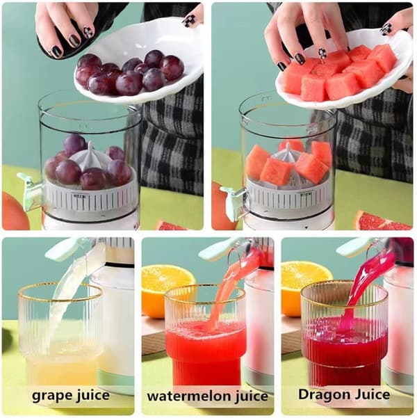 Automatic Detachable Juicer, Portable Rechargeable Juicer with USB Cable, Mini Multifunctional Fruit Juicer, Fully Automatic Operation (White)