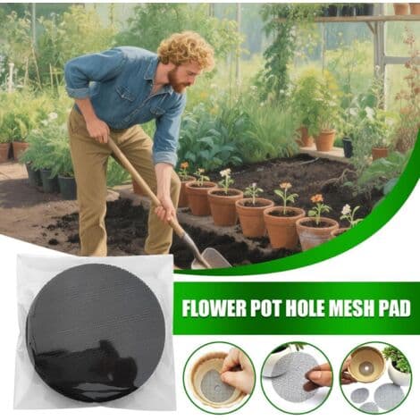 Pot Drainage Screen - 100-pack Mesh, Flexible Root Protection, Garden Pot Insert, 7.5 cm Drainage Net, for Balconies, Verandas, Apartments