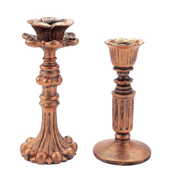 Fransk Nostalgisk Blomster Resin Lysestake Antikk Bronse/Møbeldekorasjon/Retro Ornamenter Boks