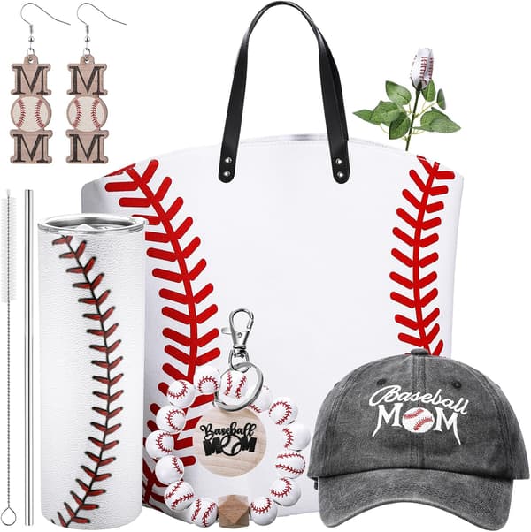 6 st Basebollmamma Present för Vit White