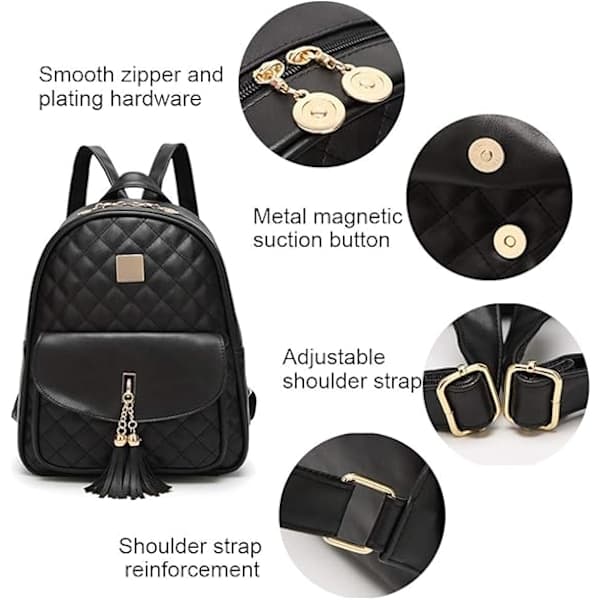 3-pack Mode Ryggsäck Söt Mini Ryggsäck Dam PU Läder