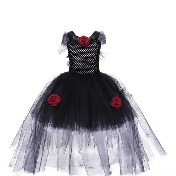 Halloween Heks Vampyr Kostumer Piger Dronning Karneval Party Sort Black XL