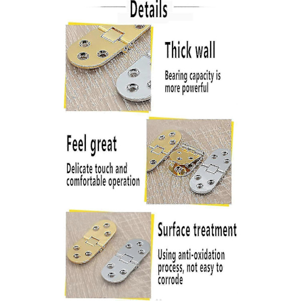 4 Pieces Foldable Flap Hinges, Foldable Table Hinge Zinc Alloy, Rounded Edges, 180 Degree Folding, So