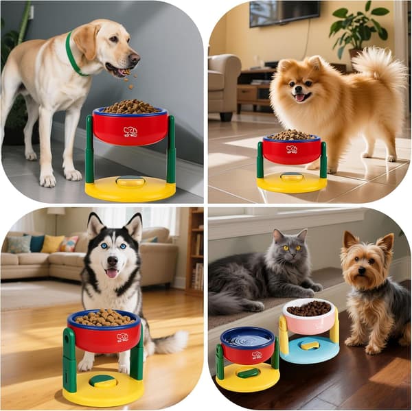 Adjustable Elevated Dog Bowl with Suction Cup - Non-Slip Raised Feeder for Small, Medium, and Large Dogs and Cats, Tip-Proof Design