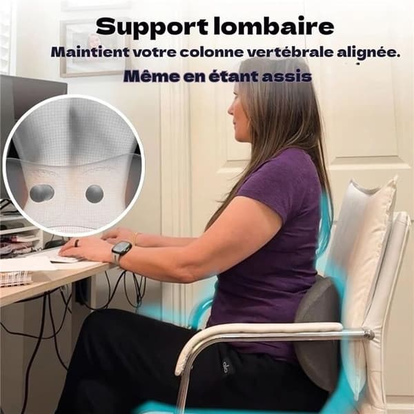 Triple Action Back Therapy, Lumbar Massager with Heat and Vibration, Ergonomic Back Massager