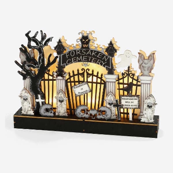 Halloween Wooden Graveyard Ghost Ornament for Creative Wood Model Decor