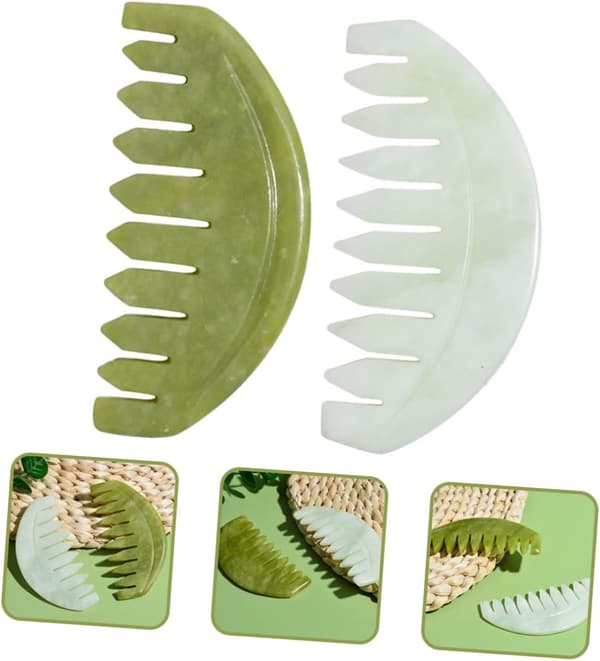 2 stk Jade Massagekam til hovedbund Gua Sha Glat Kropsmassageværktøj Hårmassager