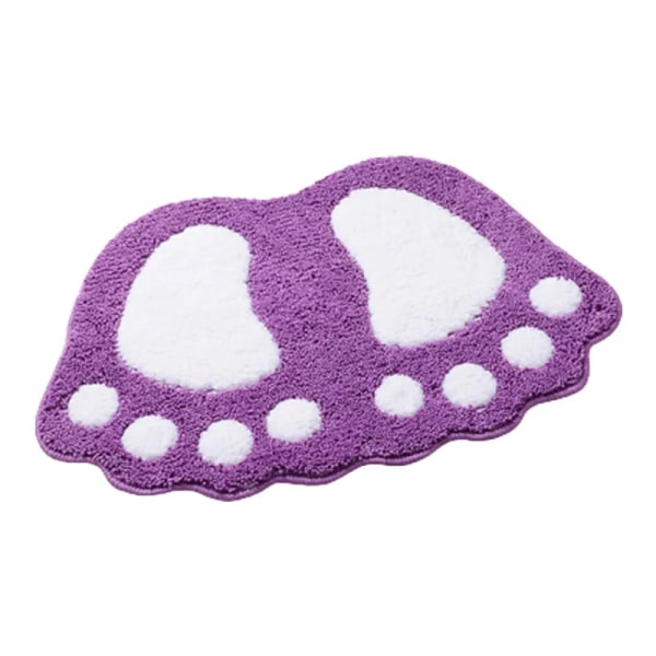 Skridsikkert og absorberende tæppe til badeværelset, design med store fødder, polyester, lilla, 40 x 60 cm