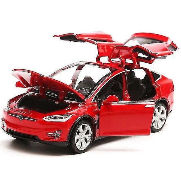 Tesla Model X90 Kjøretøy Pullback Bil Leketøy Modellbil (Rød) [YATOY]